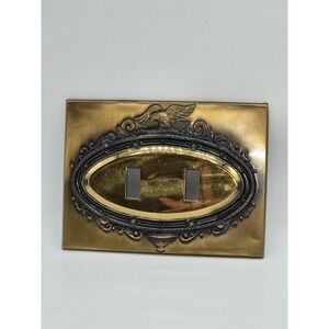 Vintage Federal Eagle Brass Double Toggle Light Switch Cover Plate Colonial